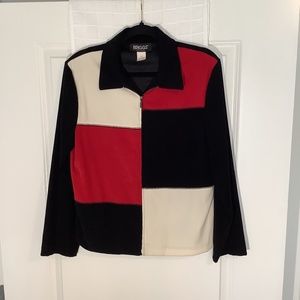 Briggs New York Ladies Zipper Shacket Black/Cream/Red Size 10